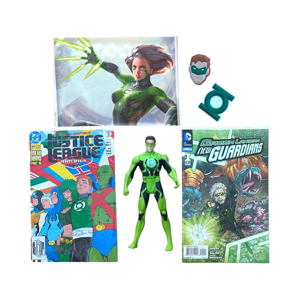 Justice League Green Lantern Action Figure Canvas Poster Comic Books Sticker Toy